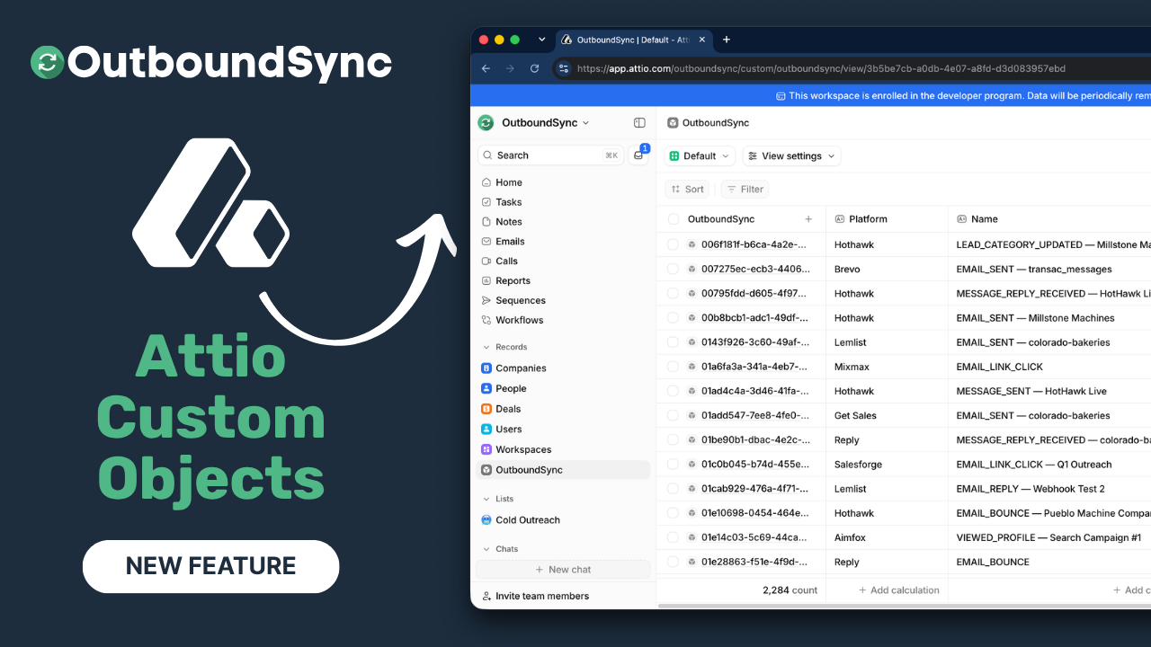 Attio custom objects for outbound activity