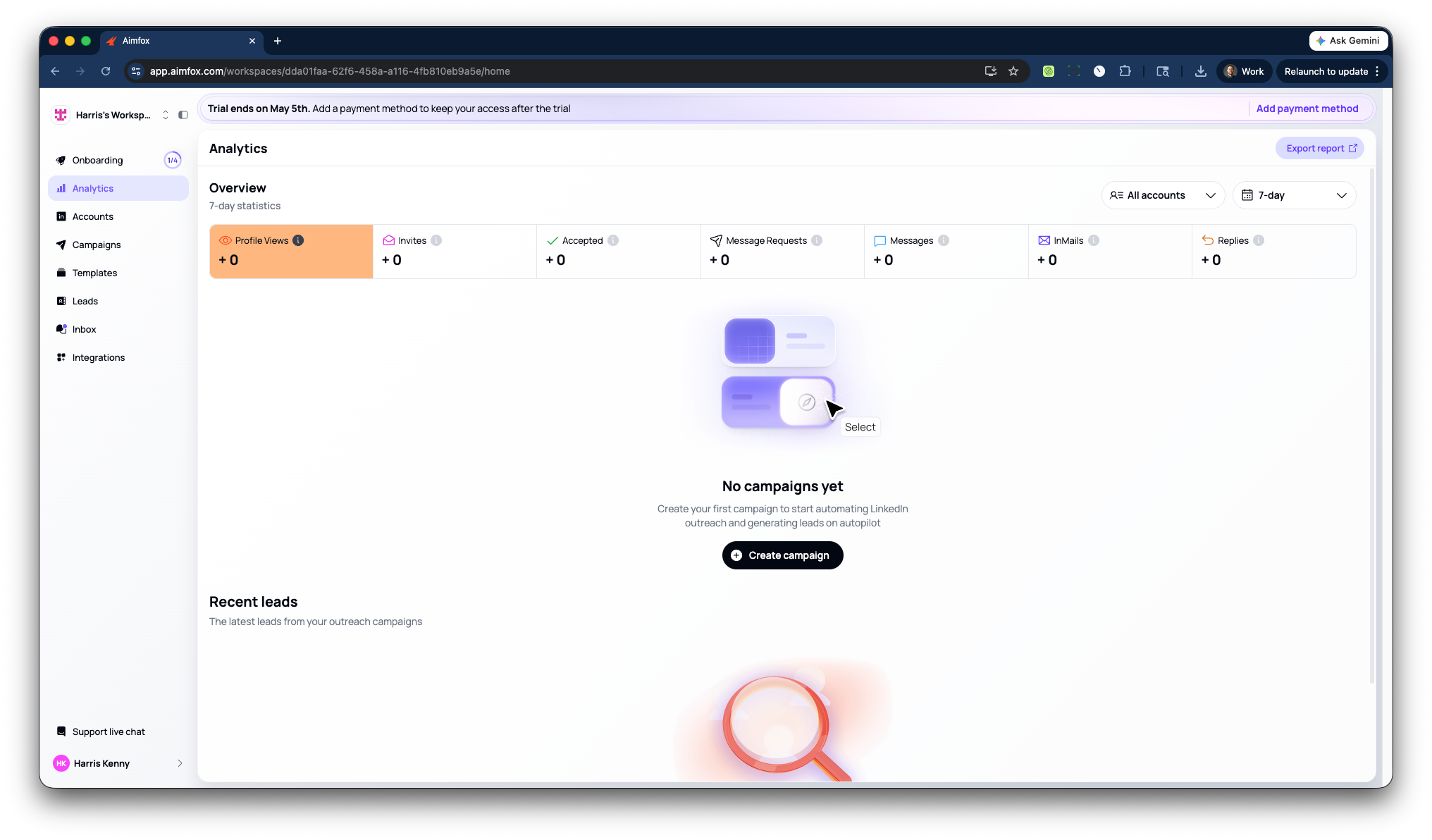 Aimfox analytics dashboard