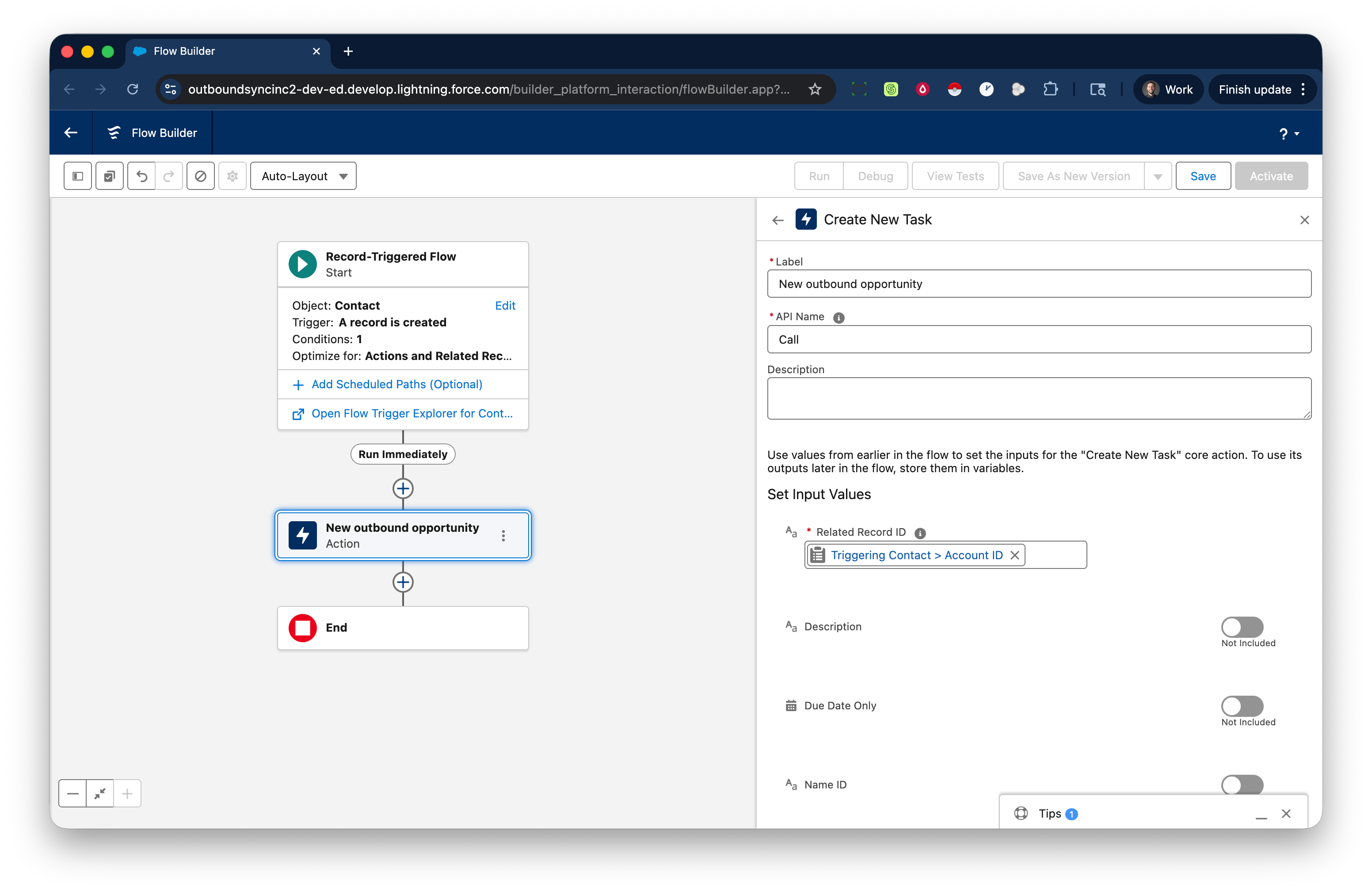 OutboundSync flow in Salesforce